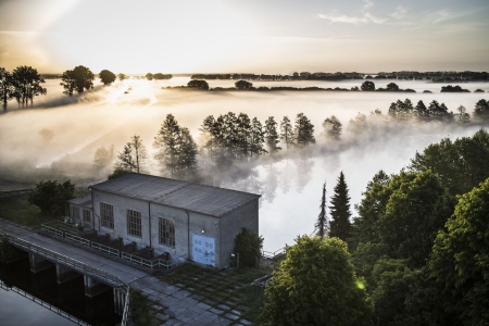 OT Siegrothsbruch, Sonnenaufgang über dem Schöpfwerk